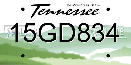 15GD834 Tennessee License Plate