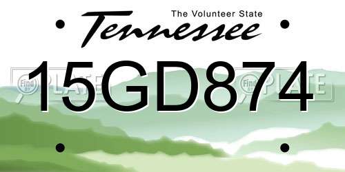 15GD874 Tennessee License Plate