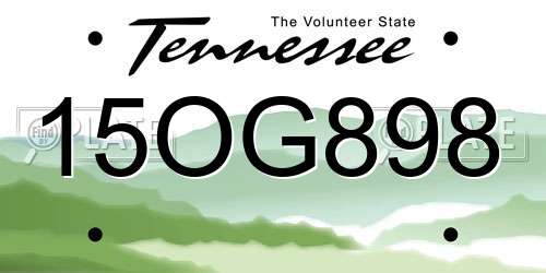 15OG898 Tennessee License Plate