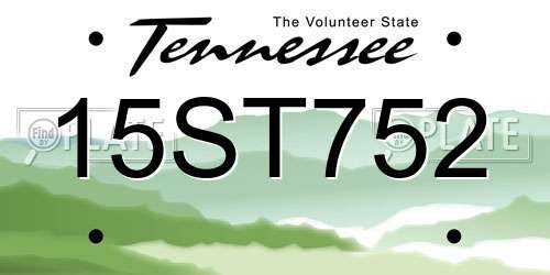 15ST752 Tennessee License Plate