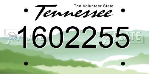1602255 Tennessee License Plate