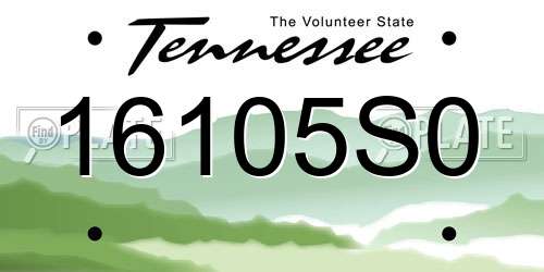 16105S0 Tennessee License Plate