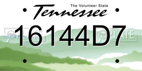 16144D7 Tennessee License Plate