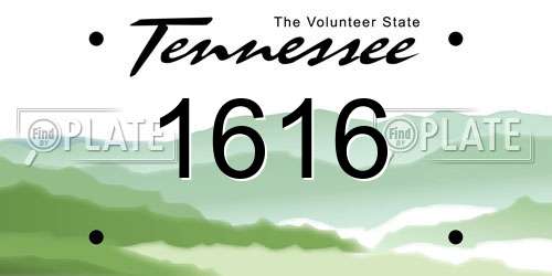 1616 Tennessee License Plate