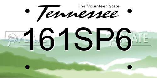 161SP6 Tennessee License Plate