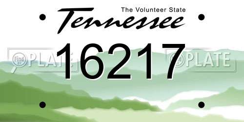 16217 Tennessee License Plate