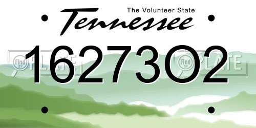 16273O2 Tennessee License Plate