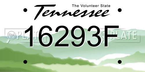 16293F Tennessee License Plate