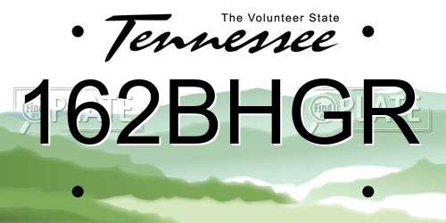 162BHGR Tennessee License Plate