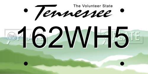 162WH5 Tennessee License Plate