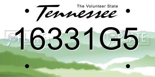 16331G5 Tennessee License Plate