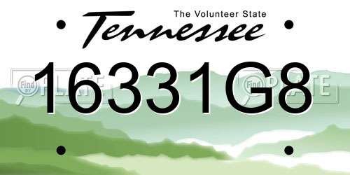 16331G8 Tennessee License Plate