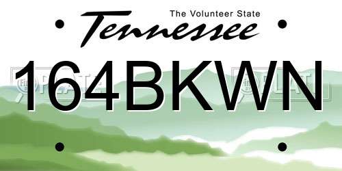 164BKWN Tennessee License Plate