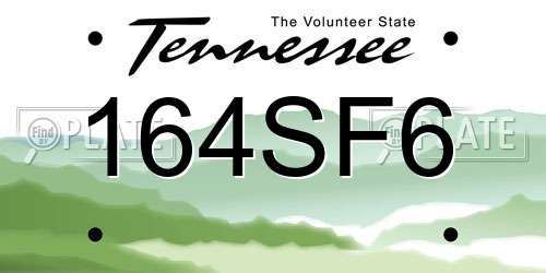164SF6 Tennessee License Plate