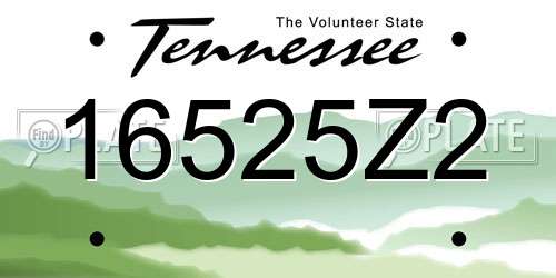 16525Z2 Tennessee License Plate