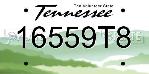 16559T8 Tennessee License Plate
