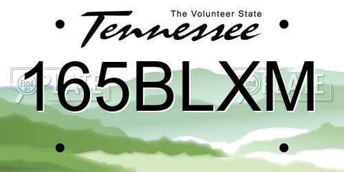 165BLXM Tennessee License Plate