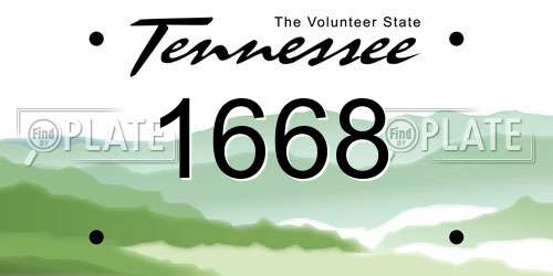 1668 Tennessee License Plate