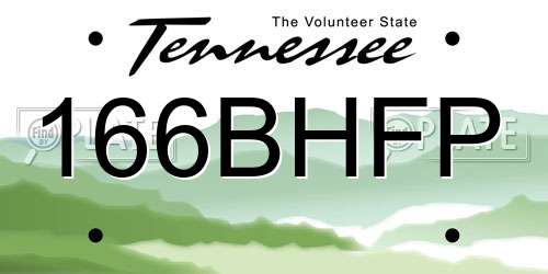 166BHFP Tennessee License Plate