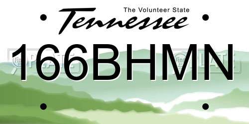 166BHMN Tennessee License Plate
