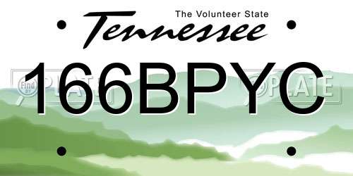166BPYC Tennessee License Plate