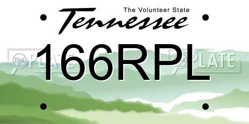 166RPL Tennessee License Plate