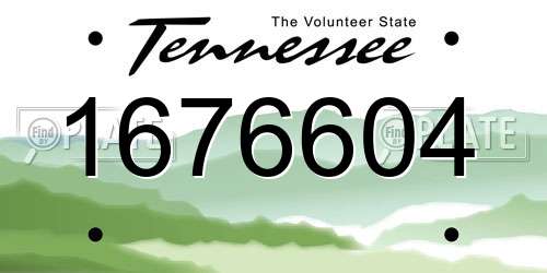 1676604 Tennessee License Plate