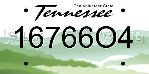 16766O4 Tennessee License Plate