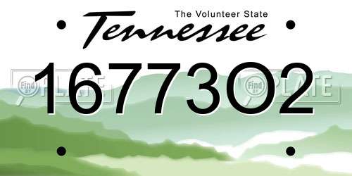 16773O2 Tennessee License Plate