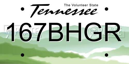 167BHGR Tennessee License Plate