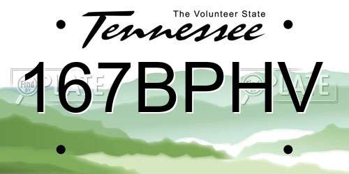 167BPHV Tennessee License Plate