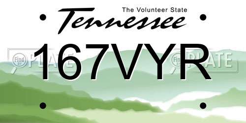 167VYR Tennessee License Plate