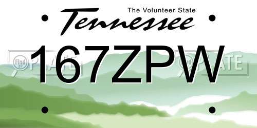 167ZPW Tennessee License Plate