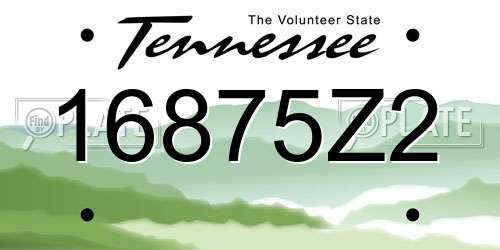16875Z2 Tennessee License Plate
