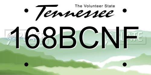 168BCNF Tennessee License Plate