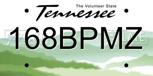 168BPMZ Tennessee License Plate