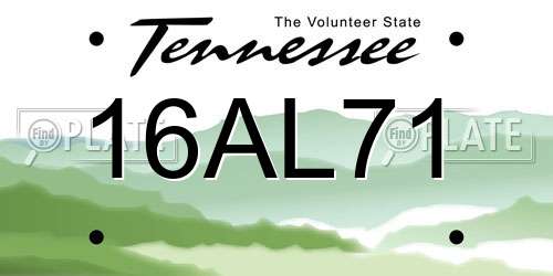 16AL71 Tennessee License Plate