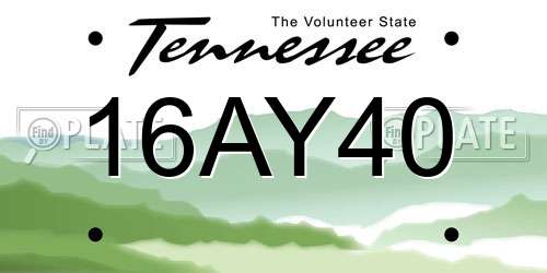 16AY40 Tennessee License Plate