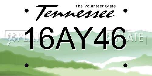 16AY46 Tennessee License Plate