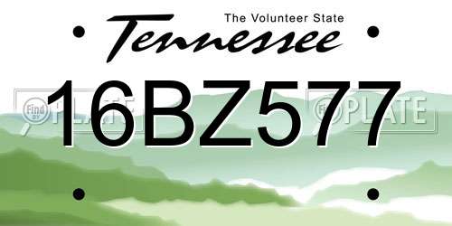 16BZ577 Tennessee License Plate