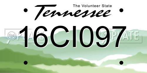 16CI097 Tennessee License Plate