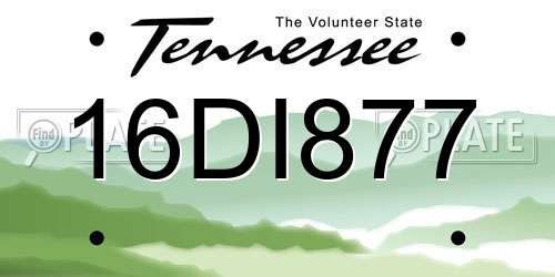 16DI877 Tennessee License Plate