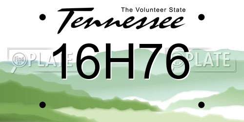 16H76 Tennessee License Plate