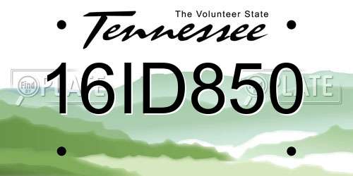 16ID850 Tennessee License Plate