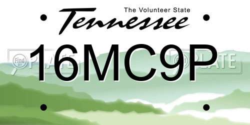 16MC9P Tennessee License Plate