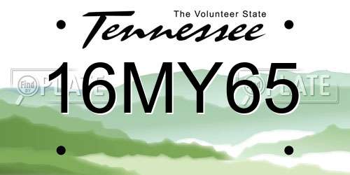16MY65 Tennessee License Plate