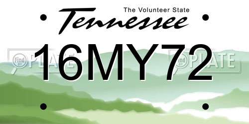 16MY72 Tennessee License Plate