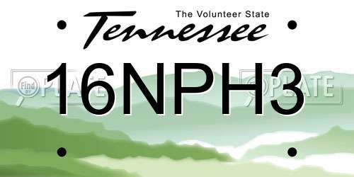 16NPH3 Tennessee License Plate