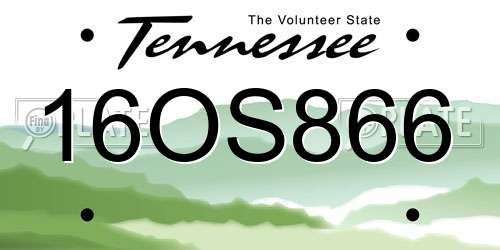 16OS866 Tennessee License Plate