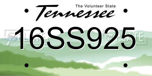 16SS925 Tennessee License Plate